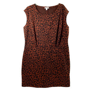 Nine West Dress Womens XXL Sheath Brown Animal Print Career Office Sleeveless‎